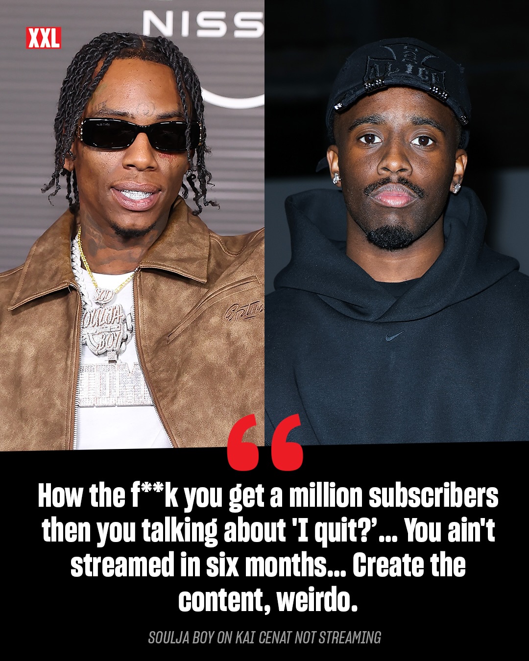 Soulja Boy calls out Kai Cenat for having a “hate wall” made up of negative comments from haters and accuses the streamer of “finessing” his fans by stepping away from streaming after they subscribed to him. 👀

Thoughts? 💭⬇️