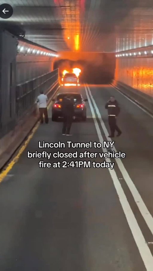 scenes from the Lincoln Tunnel today at around 2:41PM, when a vehicle fire broke out. The tunnel to NY was briefly closed, but fire department activity is now complete. 

Residual traffic is expected in both tunnels, and bus traffic is affected. Latest updates at the link in our bio. 

🎥: @ dana_adams on X
