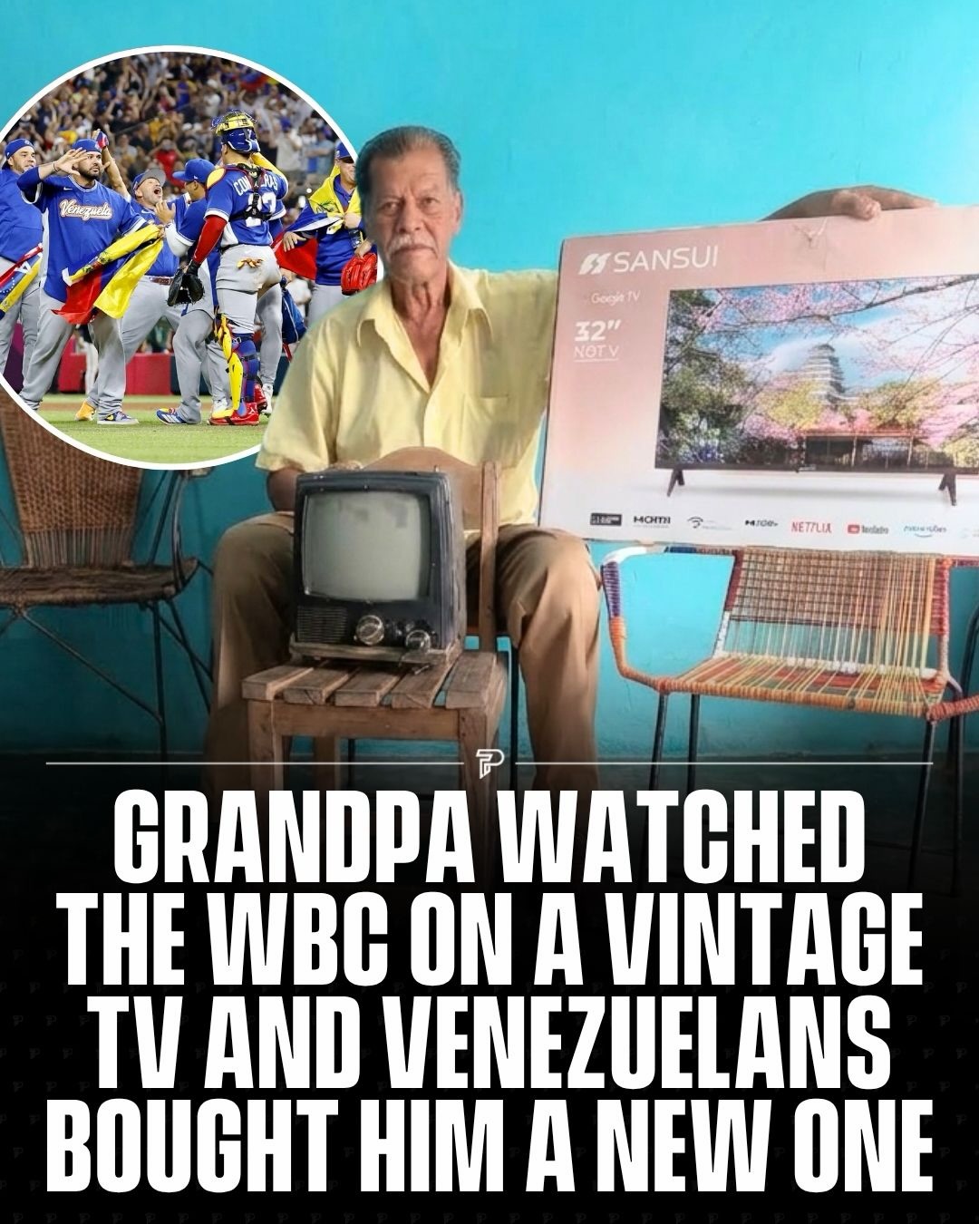 If you speak Spanish, you NEED to follow @PubityES ❤️

A Venezuelan grandfather went viral watching the World Baseball Classic semifinals on an old black-and-white TV, celebrating every play like he was in the stadium. 🥹⚾️🇻🇪

The very next day, the community came together to gift him a brand new TV and he got to watch Venezuela win it all for the first time in his life.

Credit: deibysfebres (tiktok)

#wholesome #pubity #viral