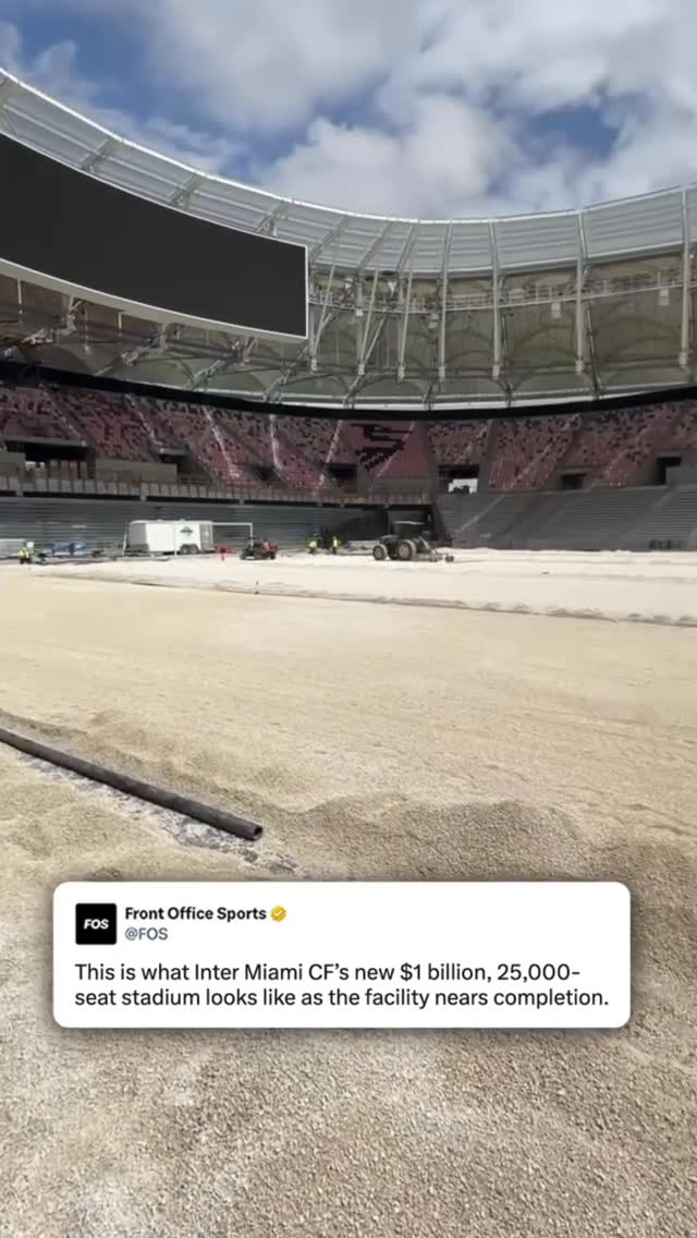 Inter Miami is nearing the completion of the future home of the club and Lionel Messi, the $1B Nu Stadium, set to open in April of 2026 🏟️ #StadiumStatus

(🎥 via emrebasman1) 

#messi #miami #football #soccer