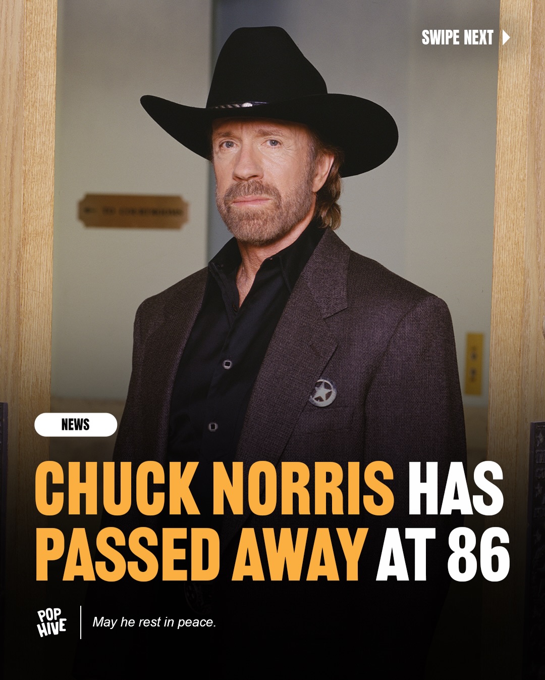 Chuck Norris, the world-renowned martial artist and definitive action icon best known for his long-running role in Walker, Texas Ranger, has sadly passed away at the age of 86.

After being hospitalized in Hawaii on Thursday, his family confirmed that he died peacefully on Friday morning.

In a heartfelt statement, his loved ones shared that he was surrounded by family in his final moments, though they have requested privacy regarding the specific circumstances of his passing.

May he rest in peace.🕊️