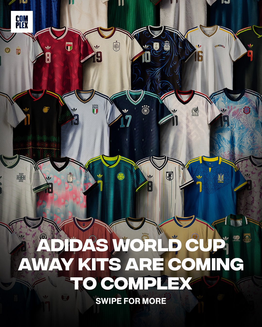 Adidas has officially unveiled its away World Cup kits, featuring the Trefoil logo for the first time in 30 years. You will be able to shop the kits on Complex soon. 

Which kit are you copping?

LINK IN BIO to shop Adidas on Complex