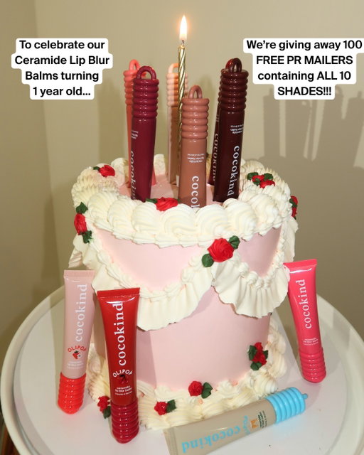 FREE PR MAILER GIVEAWAY FT. ALL LIP BALMS SHOWN! 
We’re celebrating 1 year of our ceramide lip blur balms with a FREE PR MAILER giveaway featuring all 10 shades we’ve ever launched! What a year it’s been! 🎉🎁

here’s how to enter:
💌 follow @cocokind and like this post
💌 send this post to a friend
💌 answer all survey questions linked in bio
💌 submit by 3/23 at 9AM PST
everyone who answers correctly will be entered into a lottery for a chance to be 1 of 100 winners ✨ 📧 if you’ve submitted the survey, you will be notified via email on 3/24 by 5PM PST good luck!! ❤️ 

*our free PR mailer program is currently available to our US community only due to shipping

#prmailer #giveaway