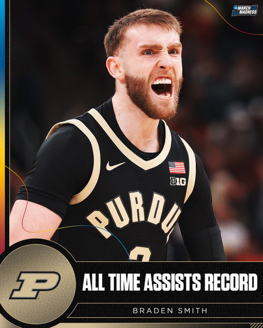 THE NEW LEADER IN ALL-TIME ASSISTS IN NCAA HISTORY ‼️

CONGRATS TO BRADEN SMITH 👏

#MarchMadness
