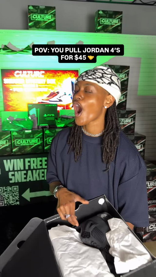 WHAT A PULL FROM THE CULTURE MYSTERY BOXES LIVE FOR $45 PER SPOT 

TikTok.com/@culturemedia 

#Reels #Sneakers #MysteryBox #viral #Jordans