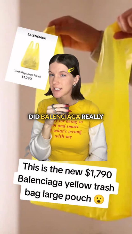$1,790 Balenciaga Trash Bag??

Everyone on TikTok is freaking out over a “$1,790 Balenciaga trash bag” but it’s not even real.

Somehow the internet ran with it, and honestly? I get why. Balenciaga has actually sold luxury items that look like everyday objects (including a $2,000 leather bag inspired by a trash bag), so the rumor felt believable.

But this viral yellow “trash bag” circulating online? Completely fake.

Let’s break down how this rumor started, why people believed it, and what it says about fashion, branding, and internet culture.