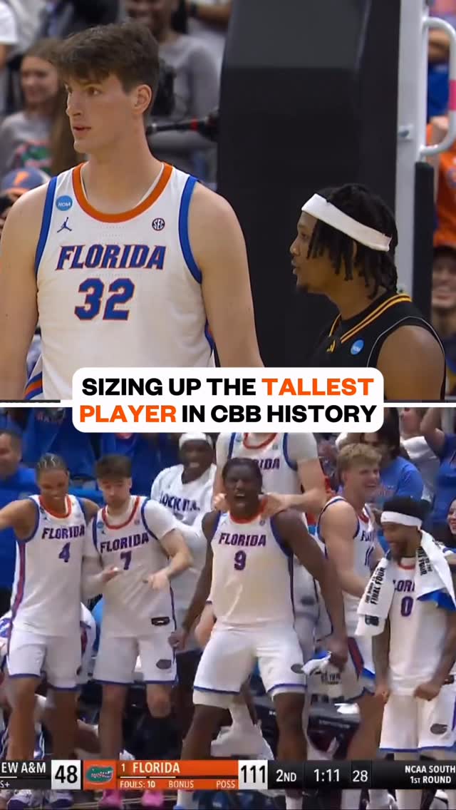 Olivier Rioux Is a real-life giant. The Canadian scored two points in just two minutes of play in Florida’s 114-55 win over Prairie View. 👀