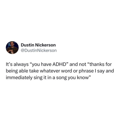 You down with ADD? Yah you know me. (Also sorry for ruining conversations but know I’m holding in even more songs than I’m singing). #comedy #adhd #mentalhealth #music #comedian