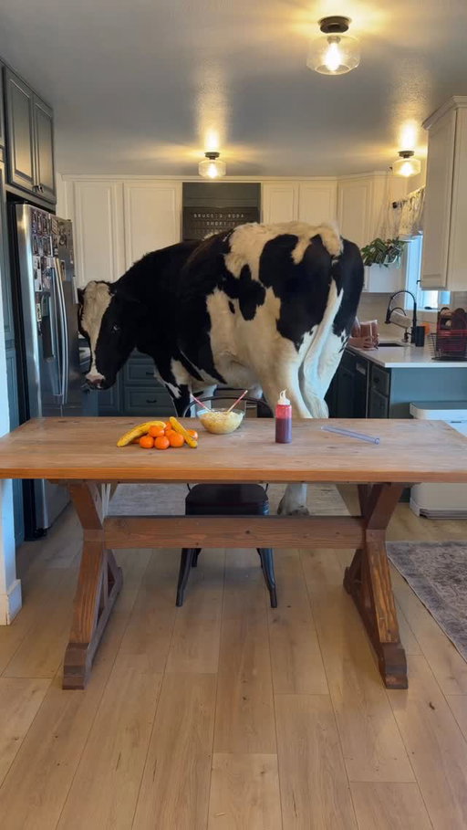 Trying to make boba tea with Bruce! #cow #brucethecow #animals #farm