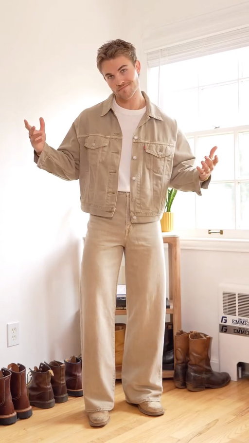 Something new, try this⬆️

I love an all denim / Canadian tuxedo look, but I’ve never seen a khaki take… thought it was worth a shot and came out great. 

What do you think?👀

Comment “shop” and I’ll DM you the links to the jacket and jeans so you can recreate this outfit😎 https://liketk.it/61rSN

Check out @nadsunder for organic cotton boxers, they’ll change your life, literally. Get up to 20% off with code EMMENS or follow the link in my bio👊🏼

@levis giving out free ball here, hit me up sometime team🫱🏼‍🫲🏽

#mensoutfit #outfits #outfitideas