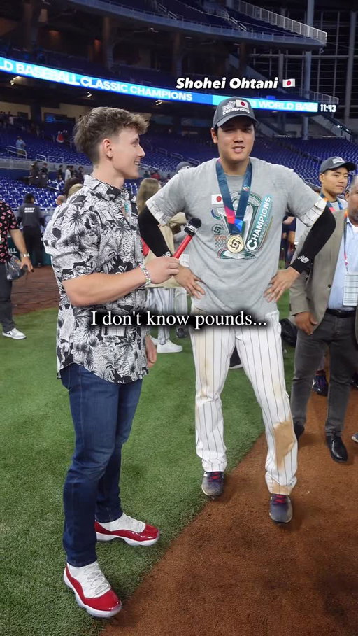 Did not have the chance to run this back at the WBC after Venezuela beat Japan🤣🇻🇪🇯🇵 I really hope this isn’t my only Shohei interview ever because I have so much more to ask him😎Bro gets mobbed more than any athlete I’ve ever seen and it’s been nearly impossible to even say hi to him since this lol⭐️ What should we ask Shohei next time? #dodgers #shoheiohtani #mlbtheshow #baseball #mlb