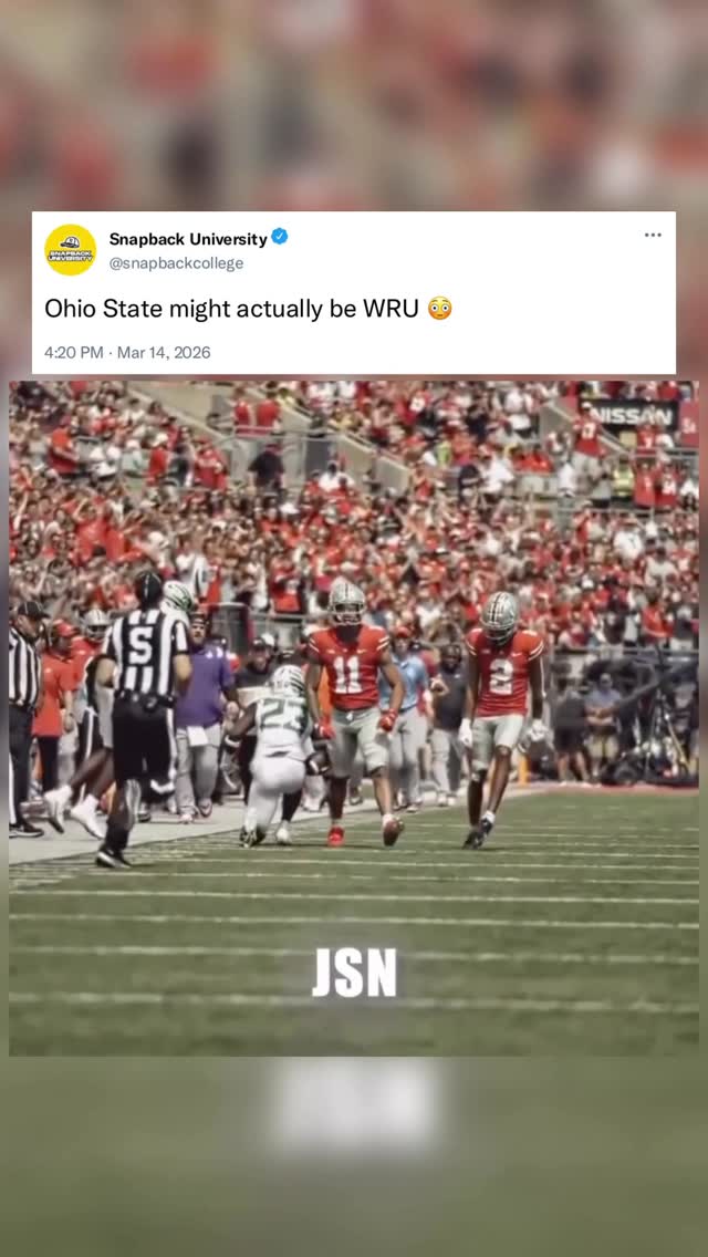 Ohio State is the best wide receiver factory in college football history and it’s not even close 😳

In a single spring practice room in 2021, Ohio State had Garrett Wilson, Chris Olave, Jameson Williams, Jaxon Smith-Njigba, Marvin Harrison Jr., and Emeka Egbuka. All six of them were first-round NFL Draft picks. That has never happened from one position room at one school in the history of college football. Beyond that group, Terry McLaurin, Michael Thomas, Curtis Samuel, and Ted Ginn Jr. all came out of Columbus and had real NFL careers. Michael Thomas set the all-time NFL single-season reception record. Garrett Wilson won Offensive Rookie of the Year. Marvin Harrison Jr. went fourth overall in 2024. Jaxon Smith-Njigba won Offensive Player of the Year in the NFL. 

Now Carnell Tate and Jeremiah Smith are next in line. Ohio State wide receivers do not stop coming, and they do not stop producing when they get to the league. That is what WRU actually means.

(Follow @snapbackuniversity_ for more)