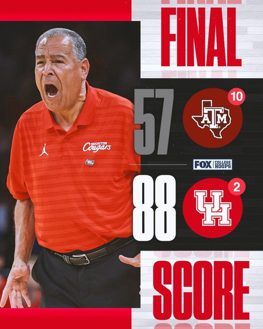 HOUSTON IS BACK IN THE SWEET 16 🔥

@uhcougarmbk locks in a Sweet 16 spot with a win over No. 10 Texas A&M.