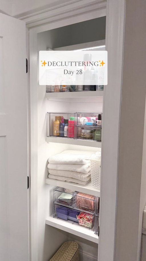 Decluttered our master bathroom closet! Comment “closet” and I’ll message you everything I used to organize in this space! 

I haven’t done anything with this closet since we moved in, I just threw everything in here and then kept adding stuff to it over the last few months 😂 it feels so good to declutter and get rid of anything that was old or I didn’t need anymore! The motivation to declutter since we moved and had our baby is at an all time high so I can’t wait to get more spaces in our new house decluttered! ✨

#declutter #decluttering #declutteringtips #declutterwithme #organizedhome