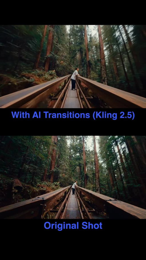 Comment “PROMPT” and I’ll send you the exact prompts I used.

📕 3 STEP TUTORIAL

1️⃣: Select Your Clips 🎬

Start with intention. Pick clips that either flow seamlessly together AND/OR create striking contrast.

Color grade everything first for visual consistency

Export one frame from each clip (this becomes your transition anchor)

2️⃣: Generate AI Transitions 🌊

Navigate to swiftcut.ai

Upload your start frame (clip 1) + end frame (clip 2)

Prompt for a “seamless cinematic transition between scenes”. You’ll need to iterate on your prompt until the result matches your vision. Be specific about motion, style, and mood.

3️⃣: Polish ✨

Import everything into your editor (I use DaVinci Resolve).

Add speed ramping, motion blur, and other VFX.

And most importantly, add sound design. Music and SFX sell the visuals.

- - - - - - - - - - - - - - - - - - - - - - - - - - - - -

💾 Save this and try it out yourself!

#AITransitions #Cinematic #Editing #Filmmaking #CreatorTips DavinciResolve