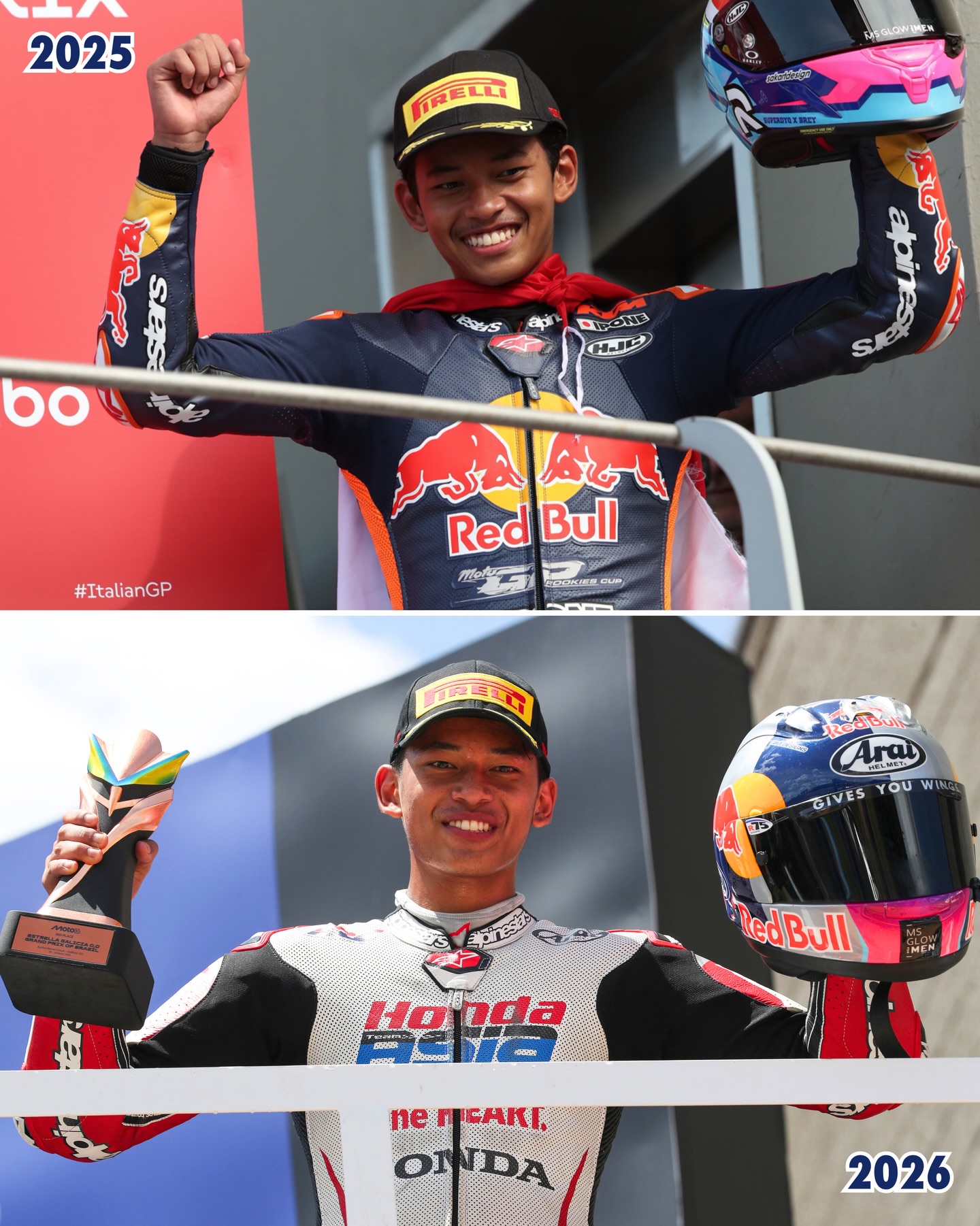 Making history! 🔥

Veda is the first Indonesian rider to finish on a Grand Prix podium 👏🥉

#RedBullRookiesCup #RoadToMotoGP #MotoGP #BrazilianGP #Racing