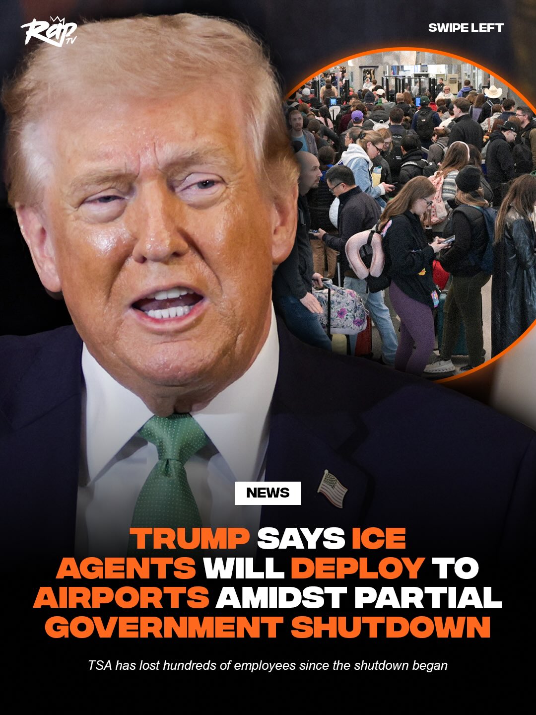 President Trump is deploying ICE to airports to assist short-staffed TSA workers.

CNN reports that Trump’s announcement came one day after he threatened to deploy ICE agents if lawmakers failed to reach an agreement regarding Department of Homeland Security funding. 

The disagreement over DHS funding is what caused the partial government shutdown that’s currently impacting TSA and airport wait times.

Trump said ICE agents will do a “fantastic job” via Truth Social.