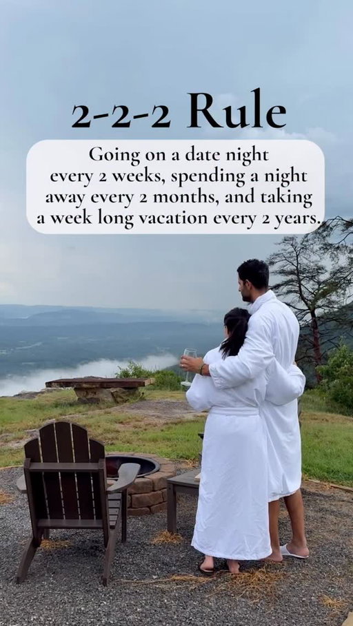 How often do you and your partner take time to reconnect? 💖
 
The 2-2-2 rule is simple but powerful:
✨ Go on a date every 2 weeks
✨ Spend a night away every 2 months
✨ Take a weeklong vacation together every 2 years
 
It’s all about nurturing your relationship and making time for each other. 🌿 Whether it’s a couple nights away or a longer stay, those shared moments make all the difference.
 
Ready for your next getaway? Create unforgettable moments together this spring at @boltfarmtreehouse! ✨ Link in bio.