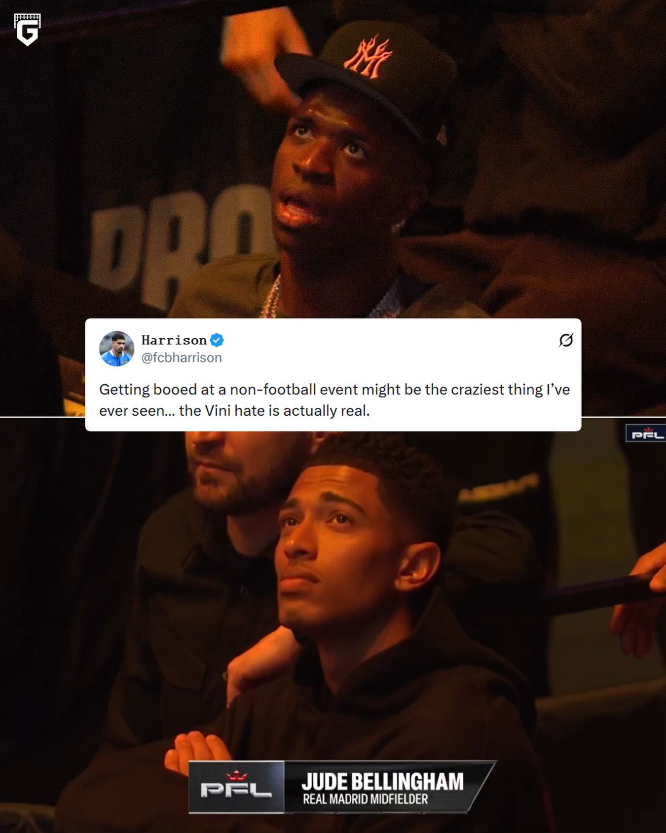 The Real Madrid stars were in attendance for PFL MMA in Madrid ahead of the Madrid Derby…

The stadium was BOOING the players as they were shown on the big screen 😳