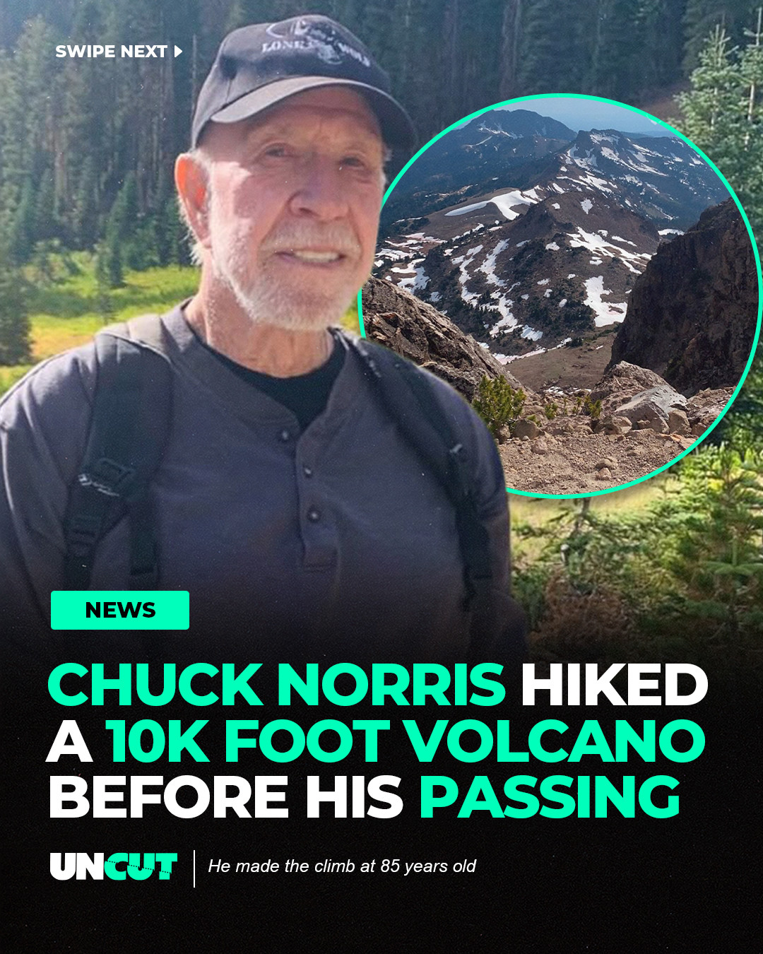 At 85, Chuck Norris climbed a 10,457-foot volcano just months before his passing 🏔️⁠
⁠
The legendary action star hiked Lassen Peak and even shared how much the experience meant to him, calling it beautiful and full of memories 💔⁠
⁠
Rest in peace 🙏
