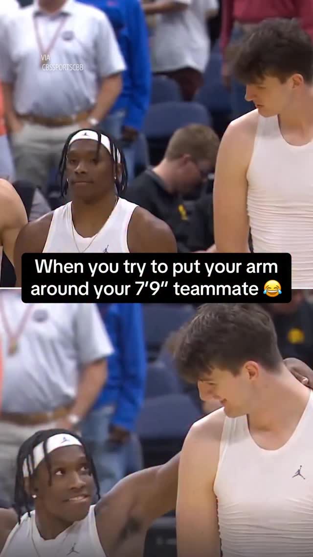 Florida’s AJ Brown had to reach way up to wrap his arm around Olivier Rioux 😅

(via @cbssportscbb)