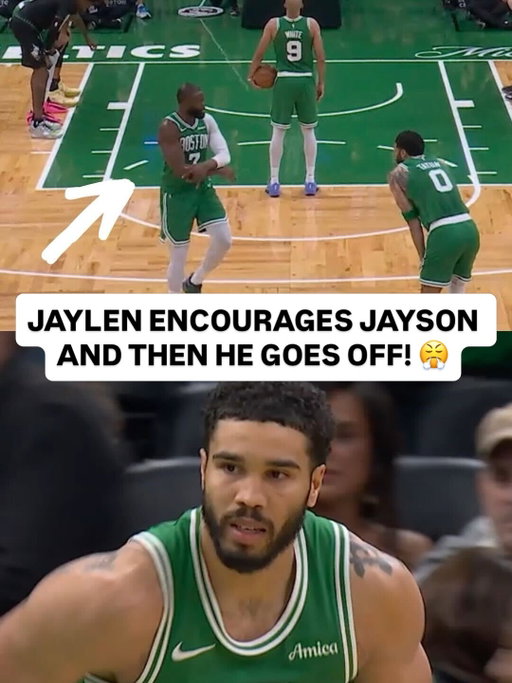 @jaytatum0 starts the 2nd half hot after some encouragement from @fchwpo! 💪 MIN/BOS on NBC & Peacock <link in bio>