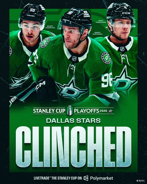 THE STARS ARE HEADING TO THE POSTSEASON 🌟

The @dallasstars are heading to the #StanleyCup Playoffs for the fifth straight season! 

Presented by @polymarketsports