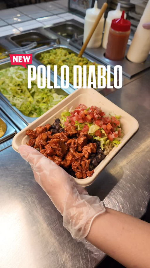 NEW Pollo Diablo, or Devil’s Chicken 🔥🌶️ We layer ancho, habanero and chipotle chillies for a slow, smoky burn. Add our infamous TRINIDAD SCORPION HELLFIRE HOT SAUCE, if you dare🦂 Available for a limited time, add to your fave Mexican feed for just *$1 #new #pollodiablo