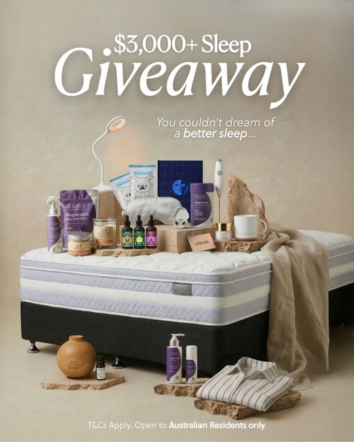 GIVEAWAY CLOSED 

GIVEAWAY: Ultimate Sleep Bundle ($3,000+ value) 🌙

Bad sleep doesn’t just ruin your night. It ruins the whole next day. Sleep is usually the first thing we sacrifice when life gets busy, but it’s also the one thing that actually makes those busy days manageable.

We wanted to put together something special for you. We’ve curated an ultimate sleep bundle (worth over $3,000). Not a magic fix, but a proper toolkit of everything you need to make truly restful sleep a regular thing.

Think: a mattress upgrade, magnesium to help your muscles let go of the day, aromatherapy to quiet a busy mind, and little comforts that make your evening routine something you actually look forward to.

INSIDE THE BUNDLE ✨
@bedsrusaustralia (Sleepyhead Slumber Medium Queen Mattress)
@ettitudestore (Sheets Voucher)
@baxterblue_ (Circadian Bed Lamp)
@gingerlillysleepwear (Harlow Bamboo Striped PJ Set)
@twenty8essentials (Instant Calm Synergy Blend & Signature Ultrasonic Diffuser)
@cracklingcandleco (Bergamot, Magnolia & Myrrh Candle & Car Scent)
@amazingyouofficial (Nightly Wellness Drink, Magnesium Sleep Lotion, Sleep Gel, Sleep Flakes, Limited Edition Sleep Spray, Engraved Mug, Drink Mixer & Silk Eye Mask)
@dreamy_moons (Dream Journal)
@thejojobaco (Ultimate Night Cream)
@lifecykel (Zen Pack: Lion’s Mane, Reishi & Turkey Tail)
@happyearsearplugs (Original Discovery Pack)
@goodnighttape (Collagen & Vitamin Mouth Tape + Nose Strips, 1 Month Supply each)

HOW TO ENTER
1️⃣ Follow all the above brands
2️⃣ Like this post
3️⃣ Tag a friend who desperately needs to reset their nights (each comment counts as an entry)

Entries close 11:59pm AEST 06/04/2026 | Open to Australian residents only | Full T&Cs available on our website (link in bio).

⚠️ Scam warning: We’ll never ask for payment details or send suspicious links. If it feels off, it’s not us.

Good luck!

#ultimatesleep #sleepbetter #naturalwellness