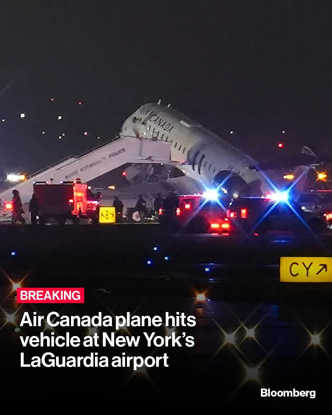 An Air Canada Express flight collided with a vehicle shortly after landing at New York’s LaGuardia Airport late Sunday, the latest in a series of incidents that have put aviation safety in the spotlight. Tap the link in bio for more.

📷: Ryan Murphy/AP Photo