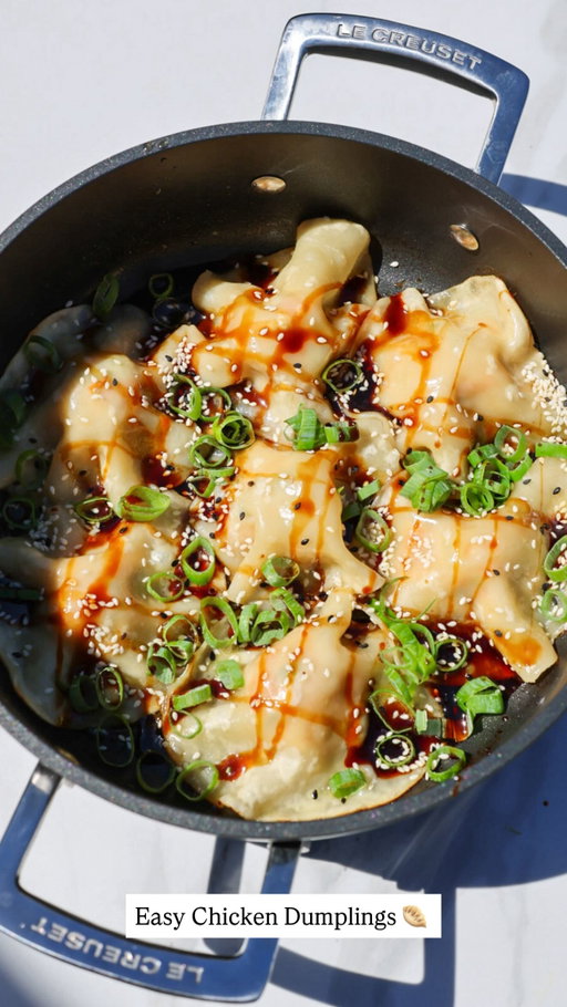 I’ve been obsessed with Asian-inspired recipes lately, so here’s another one you need to save 🤤 The easiest chicken dumplings ever - no stress, no complicated folding, just a quick, flavour-packed perfect girl dinnermoment ✨
Easy Chicken Dumplings
Ingredients:
* 500g chicken mince
* Packet gyoza wrappers
* 1 carrot, grated
* ½ spring onion, finely chopped
* 2 tsp sesame oil
* 2 tbsp soy sauce
* 3 cloves garlic, minced
* 2 tsp grated ginger
Toppings:
* Chilli oil
* Spring onion, sliced
* Sesame seeds
* Extra soy sauce or ABC sauce
Method:
1. In a bowl, mix together the chicken mince, grated carrot, spring onion, sesame oil, soy sauce, garlic, and ginger until well combined.
2. Roll a golf size amount into a ball and place into a hot pan, and cover with a dumpling wrapper. 
3. Add a splash of water to the pan, cover with a lid, and steam for 5 minutes until cooked through. 
4. Remove the lid and let them crisp up again for that perfect golden base for a minute or so. 
Serve hot with crispy chilli oil, extra soy sauce or ABC sauce, and a sprinkle of sesame seeds and spring onion on top.
Juicy, crispy, and packed with flavour… these are on repeat in our house 🔥
#dumplings #easydinner #girldinner #asianinspired #quickmeal