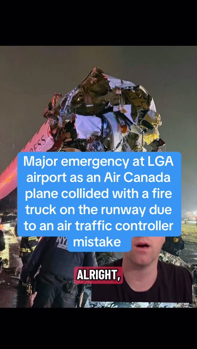Major emergency at LGA airport as an Air Canada plane collided with a fire truck on the runway due to an air traffic controller mistake. Sadly the pilot and co pilot both died, 5 fire fighters in critical condition, dozens more injured. There are recordings of the ATC admitting it was his fault because they were dealing with multiple emergencies at the same time