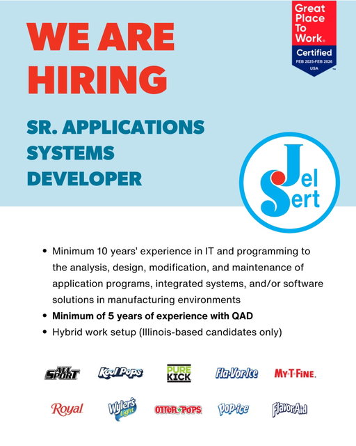 Looking for a role where your manufacturing systems and QAD expertise makes a real impact? ⚙️

We’re hiring a Sr. Applications Systems Developer to help design, develop, and support the applications that keep business operations running.

This role spans the full lifecycle, from development to real-time support, working across teams to turn business needs into scalable solutions.

If you have a background in the analysis, design, modification, and maintenance of application programs, integrated systems, and/or software solutions in manufacturing environments, we want to hear from you!

Key requirements:

✔ 10+ years’ experience in IT & application development
✔ 5+ years of hands-on QAD experience required
📍 Hybrid role — in-state candidates only, please!

Learn more and apply through the link in our bio!🔍