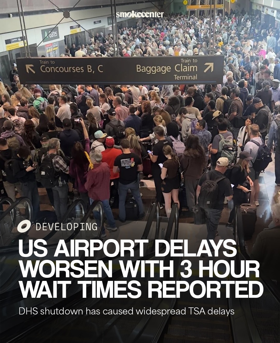 Travelers across the U.S. are currently facing extremely long airport security wait times at multiple major airports.

The crisis is caused by a partial government shutdown that began on February 14, 2026, leaving roughly 50,000 TSA officers working without pay for over a month.

This financial strain has led to absentee rates hitting nearly 40% in cities like New Orleans. Compounded by a record-breaking spring break season, the lack of TSA staff has forced some airports to close checkpoints entirely, leading to lines that snake out of terminals and onto the streets.

President Trump announced that starting March 23rd, ICE agents will be deployed to airports around the country to “assist” TSA workers.

Follow @smokecenter for more.