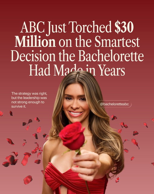@abc just torched $30 million on the smartest decision the @bacheloretteabc had made in years. 

The strategy was right. The leadership was not strong enough to survive it. 

To read my full breakdown on what this means for every brand owner, follow and comment BACHELOR and I will send it to you directly.
