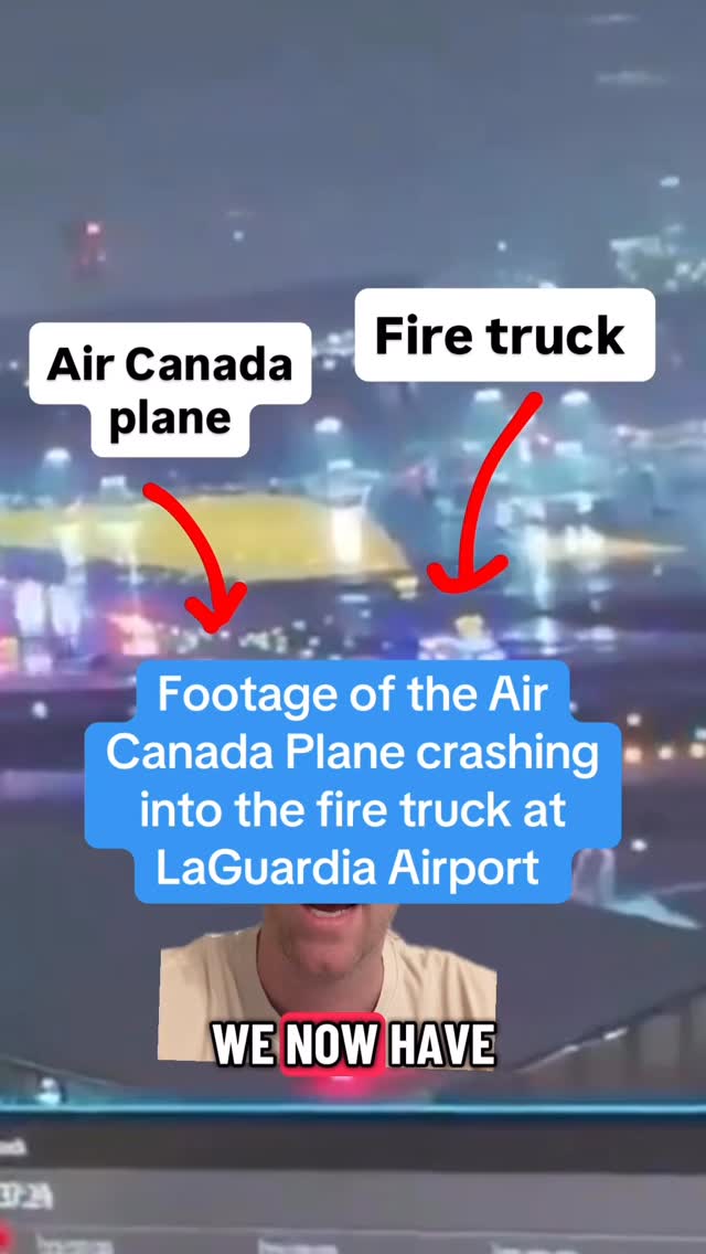 Footage of the Air Canada Plane crashing into the fire truck at 
LaGuardia Airport. Warning, obviously upsetting images of this tragedy. The plane was traveling at over 100mph and with the conflicting instructions from air traffic controller, there was just no way to avoid this collisions. Obviously a major investigation will go on and we’ll have answers about if the govt shutdown and the TSA problems effected this situation, but all we know for sure right now is there was no hope to stop this crash from happening in the moment