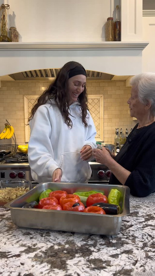 Back in the kitchen with yiayia Maria 🤍🇬🇷

Tonight we’re making Gemista-stuffed vegetables!

Step by step:

1. Grab your desired vegetables, cut the tops and scoop out the insides into a bowl
2. Keep some vegetable juice on the side 
3. Grab a pot, add about 1 tbsp oil and start cooking meat
4. Add in onion, and pressed garlic and continue to cook
5. Add in about 1 tbsp pepper & 1tbsp salt to taste
6. Mix and then immediately add in filling from vegetables and mix
7. Add in parsley and mint(dried fresh)
8. Mix and then add in 2-3tbsp tomato paste and mix
9. Add in rice, mix, and then place off to the side
10. Then bring back your pan and start to fill vegetables with meat mixture 
11. Cut and rinse your potato’s 
12. Season potato’s and then add them into empty spaces in pan
13. Add in remaining meat mix to the side of the pan and cook on its own 
14. Pour about 1/2 cup vegetable oil over pan with vegetable juice from before and tilt pan side to side to hydrate the vegetables (don’t mix)
15. Place in oven at 350 for an hour to 1.5hrs (depends on how many vegetables u have)
16. Take out of oven and it’s ready to eat!

Ingredients: (12 pieces) 
* 7 tomato
* 2 green pepper
* 3 mini zucchini
* 3 mini eggplant 

Meat mixture: 
* 1/2 pound lean ground beef
* 1 whole white onion
* 4-5 garlic cloves 
* 3-4 tbsp of mint and parsley together 
* 1 cup rice 
* 2-3 tbsp tomato paste 

Potato’s:
* 3-5 potato’s - depends on size 
* 2 tbsp vegetable oil or olive oil 
* 1/2tbsp oregano
* Salt to taste
* 1/2 tbsp of tomato paste 

Note: you can use any vegetables you’d prefer! We do a mix so this is what works in our household!

#Greekrecipe #cooking #recipe #minivlog #creator