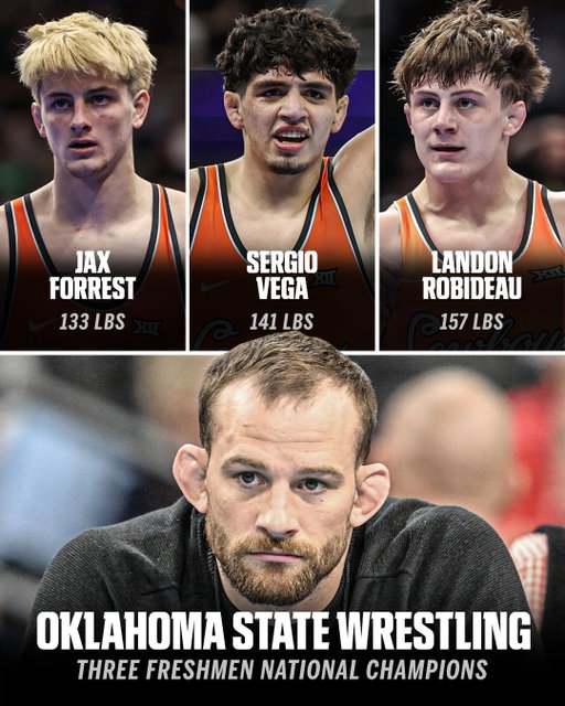 Something is brewing in Stillwater 🤠

Oklahoma State head coach David Taylor had three freshmen wrestlers all win individual national titles this weekend, becoming the first NCAA program ever to accomplish this feat 👏