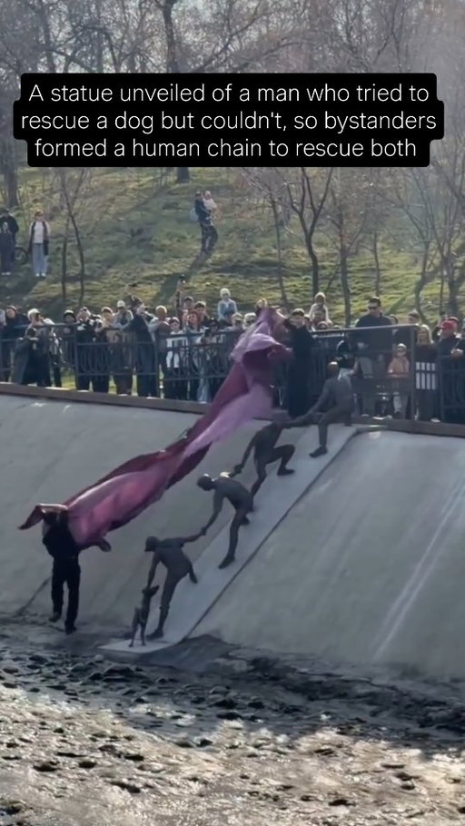 Last week a bronze statue was unveiled commemorating a unique rescue a decade earlier. In June 2016, a viral rescue occurred at the Sayran reservoir in Almaty, Kazakhstan, where strangers formed a human chain to save a man who went to rescue a drowning dog but the concrete banks were slippery so he couldn't get out. Ten years later, in March 2026, a bronze statue was unveiled at the exact site of the incident to commemorate this act of collective empathy and unity. ❤️ 🇰🇿
@jackie.sffgff