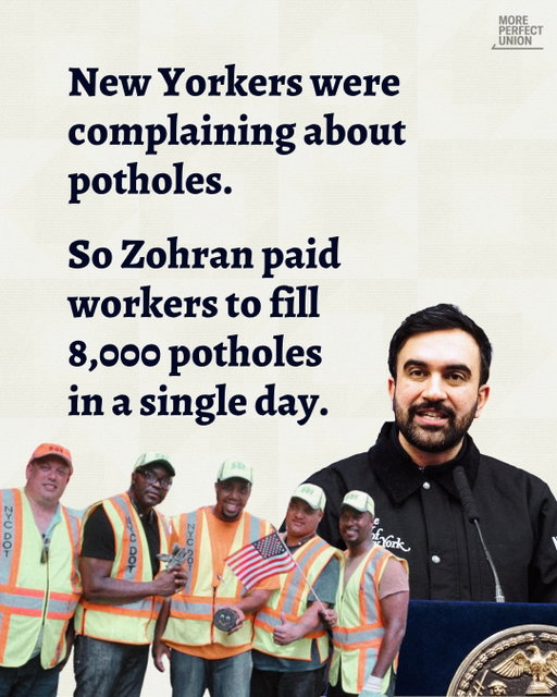 Zohran Mamdani and the NYC DOT are actually fixing thousands of potholes that New Yorkers have been complaining about in recent weeks.
