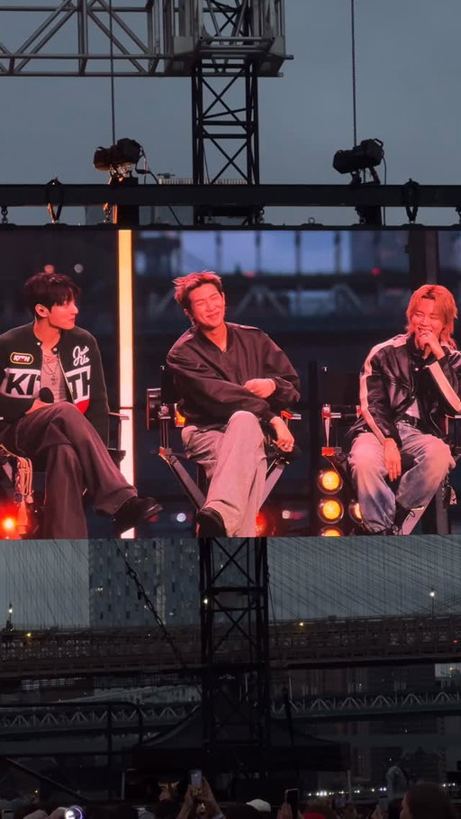 Are you blushing or is it just us? @bts.bighitofficial says ARMY got “more gorgeous” at @spotify x BTS: SWIMSIDE event in NYC.

Video: @kalaherh