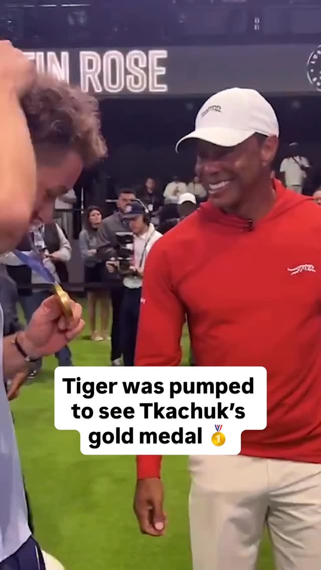 Tiger Woods was pumped to see Matthew Tkachuk’s Olympic gold medal while at the TGL Finals 🙌

(via @SportsCenter)