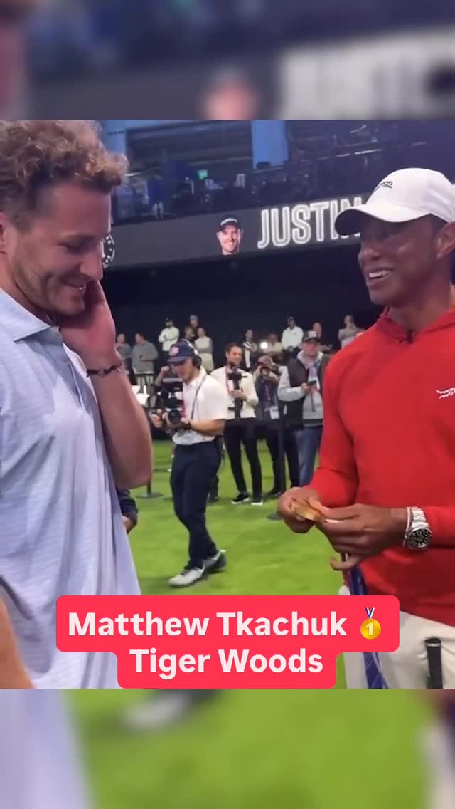 Matthew Tkachuk got the chance to show off his Olympic Gold medal to Tiger Woods at the TGL Finals.👏
[via @sportscenter]