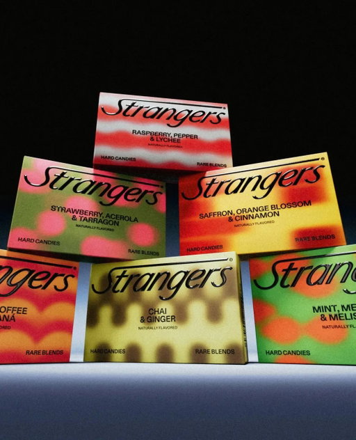 With Strangers Candies, the team at @auge_d builds a visual identity around curiosity and unpredictability. The typography is sharp with a slightly condensed structure, giving the name a confident presence.⁠
⁠
The use of blurred and grainy patterns that sweep across each pack, almost like distorted digital textures or abstract heat maps, hints at the unexpected flavor combinations within. These visuals feel inspired by experimental print processes and glitch aesthetics. ⁠
⁠
Link in bio for the full article.
