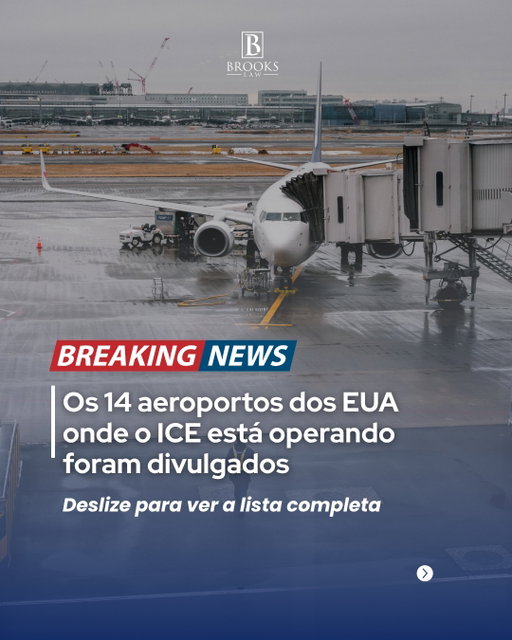 🚨 Agentes do ICE estão operando em 14 aeroportos dos EUA.

Isso ocorre em meio à falta de funcionários da TSA e aumento nos atrasos.

👉 Deslize para ver a lista completa e se manter informado.

⚠️ Por precaução, recomendamos evitar aeroportos, a menos que você seja cidadão dos EUA ou residente permanente (Green Card).

Se você possui visto, processo em andamento ou qualquer questão migratória pendente, não viaje sem orientação jurídica adequada.

📩 Tem dúvidas sobre viagem ou seu status? Fale com nossa equipe antes de agir.