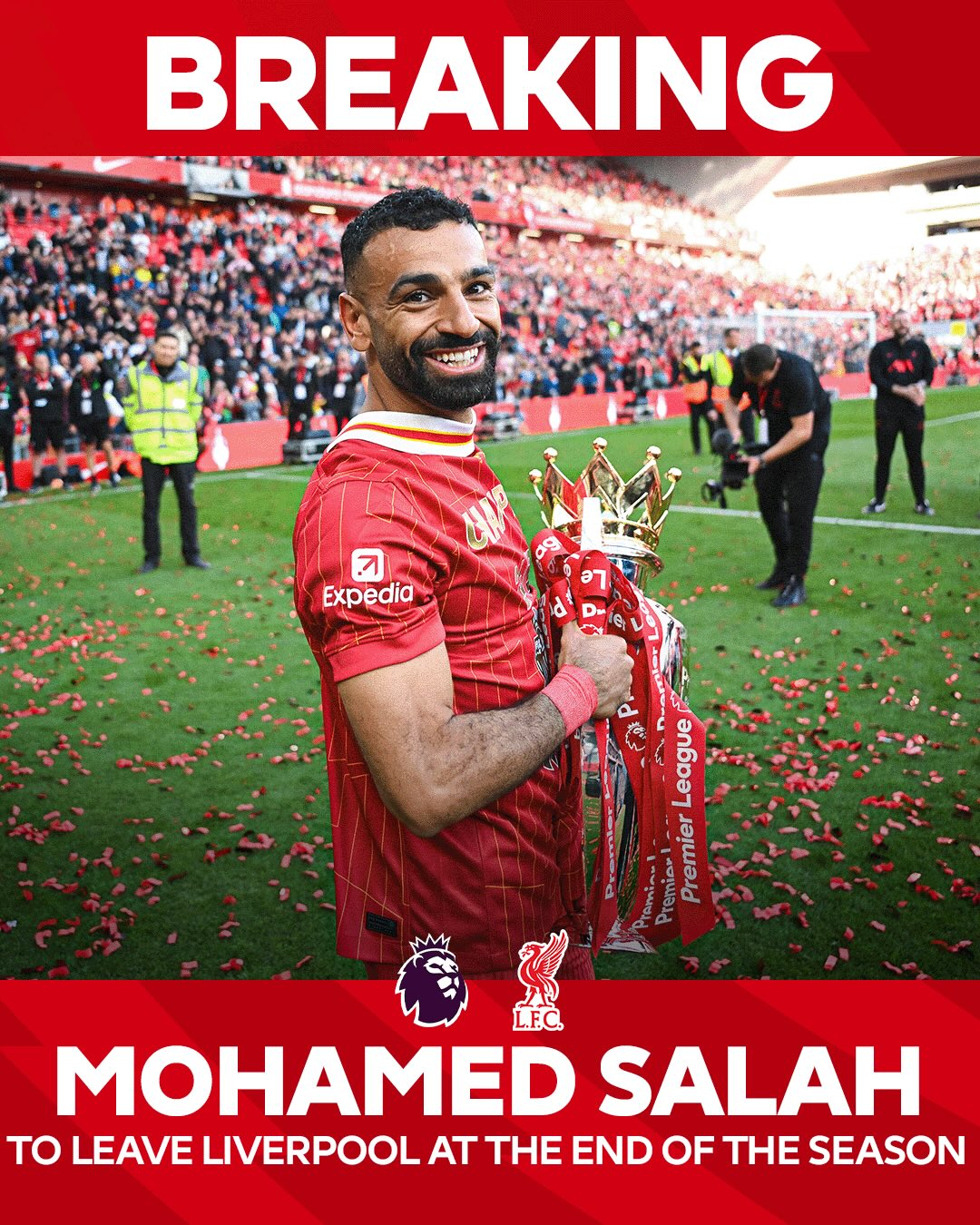 Mohamed Salah has announced that he will leave @liverpoolfc at the end of the 2025/26 season after nine years with the club ❤️