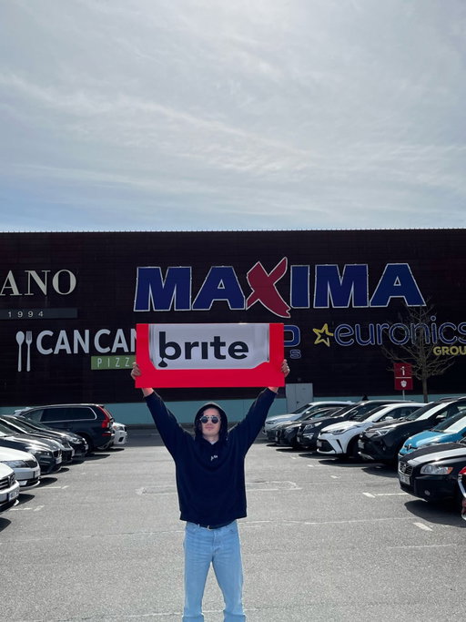 5 years of trying @maxima.lt celebrated by holding a broken board of Brite ❤️ can’t beat the hustle.