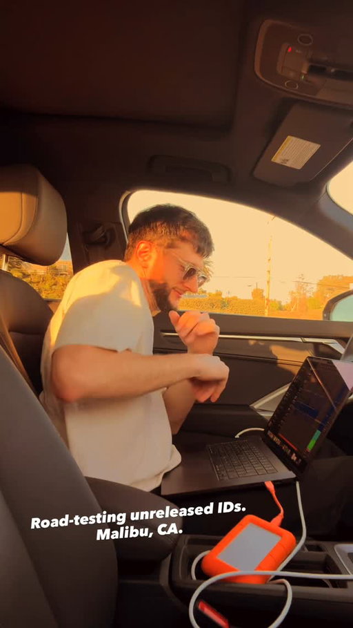 The studio is wherever the laptop opens. Testing new music on the Pacific Coast Highway.
