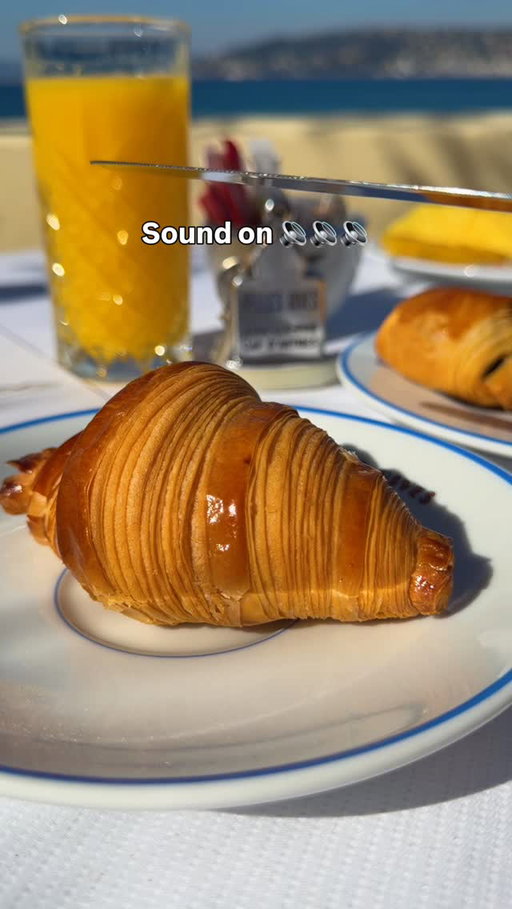 Exactly what I want to hear when I wake up on the French Riviera! Best croissants! @bellesrives 🥐🥐🥐 #croissant #pastry #breakfast #asmr #foodasmr