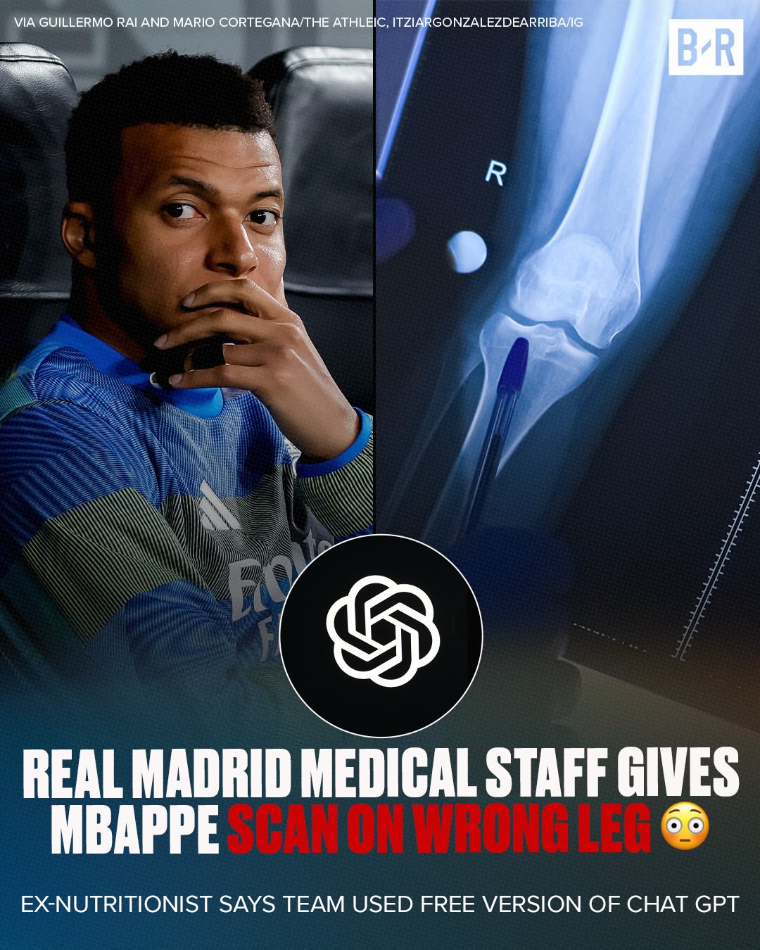 Real Madrid scanned Kylian Mbappe’s uninjured right knee, leading to a misdiagnosis in which he played three games on an inflamed left knee. A follow-up scan on the correct leg showed a partial posterior knee ligament tear, per Guillermo Rai & Mario Cortegana

Following this news, former Real Madrid nutritionist Itziar González posted on her social media, claiming the team would use the free version of Chat GPT to provide supplements to players

LINK IN BIO FOR MORE. 

(via @itziargonzalezdearriba)